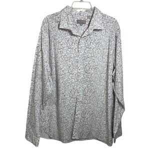 Ted Baker Abstract Floral Print Dress Shirt Size XXL White